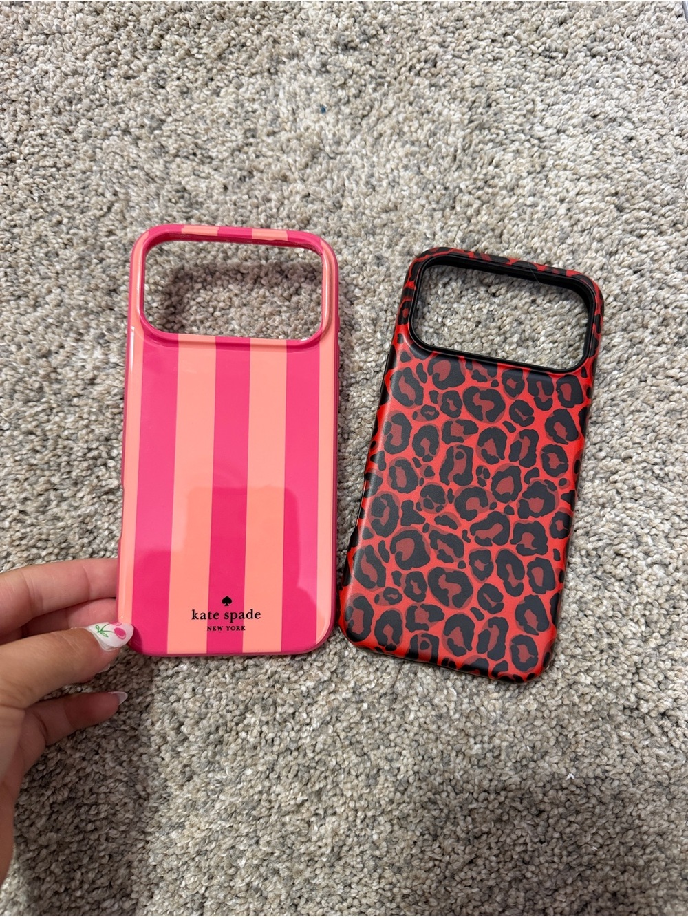 Kate Spade Pink Striped & Red Leopard Phone Case Set